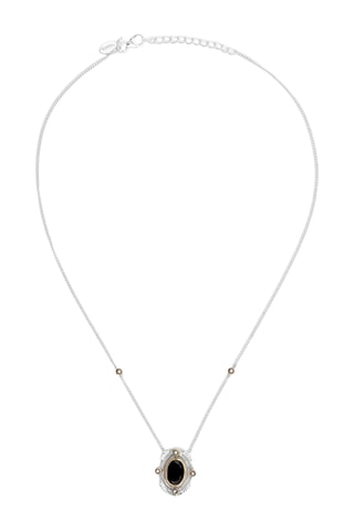 Collier - Argent, onyx et perles d'imitation