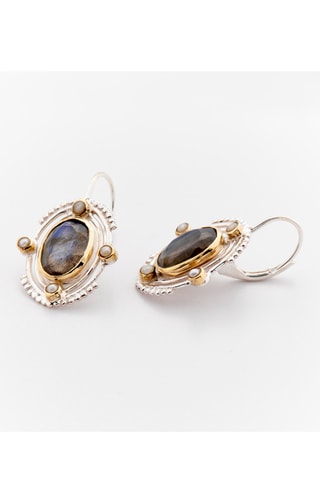 Boucles d'oreilles - Argent, labradorite et perles d'imitation