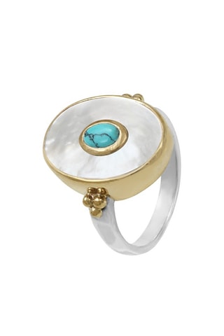 Bague - Argent, nacre et turquoise