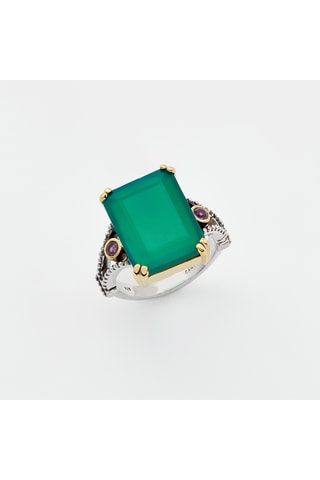 Bague - Argent, onyx et améthyste