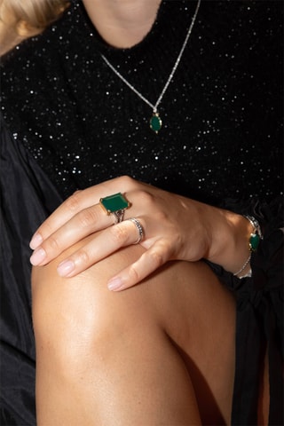 Bague - Argent, onyx et améthyste