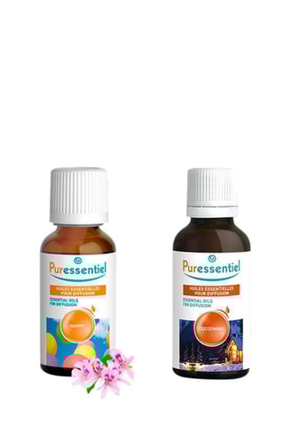 Aceite esencial para difusión Happy y Difusor Cocooning - 2 x 30 ml