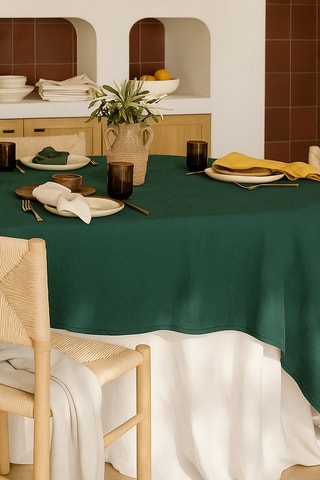 Nappe rectangulaire en lin Zilia - Vert foncé