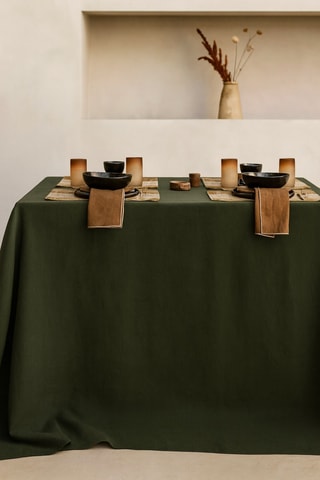 Nappe rectangulaire en lin Zilia - Kaki
