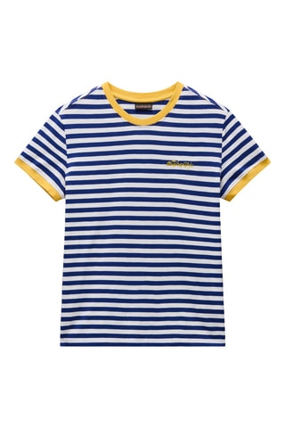 T-shirt S Baie - Marineblauw en Wit
