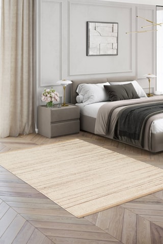 Tapis en laine Trail - Crème et marron