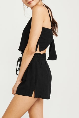 Short de lino - Negro