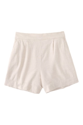 Short de lino de tiro alto - Beige