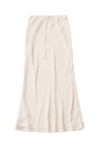 Falda midi de talle alto - Beige