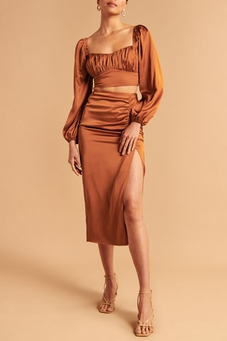 Falda de tubo de talle alto - Camel