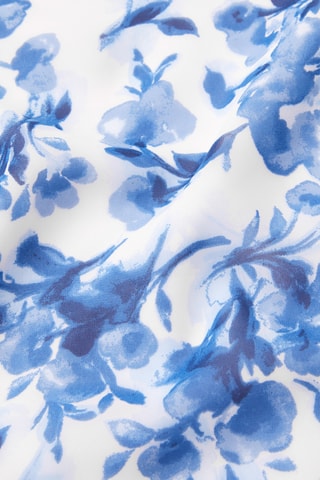 Falda midi de talle alto - Celeste y blanco