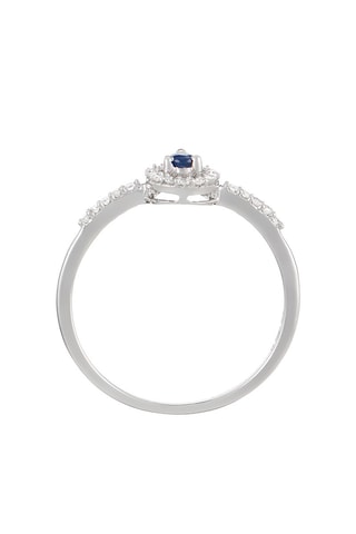 Anello Poire de Saphir - Oro Bianco, Diamanti e Zaffiro