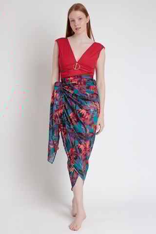 Pareo Tropical Ocean - Verde scuro e rosso