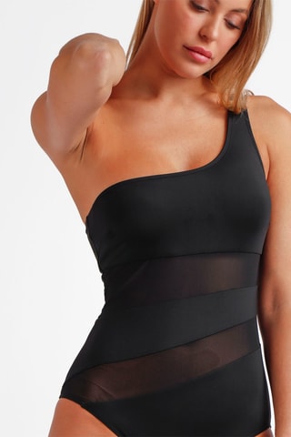 Fato de banho ampliforma assimétrico - Preto