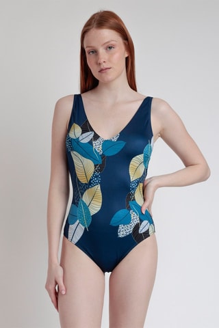 Costume intero con coppe Gold Leaves - Navy