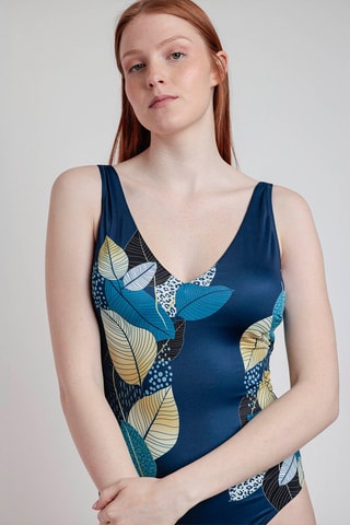 Costume intero con coppe Gold Leaves - Navy