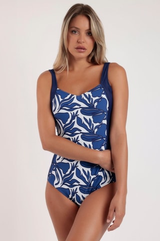 Fato de banho com copas adelgaçante Curvy Line - Azul-marinho