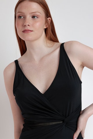 Fato de banho com copas adelgaçante Drapeado Night - Preto