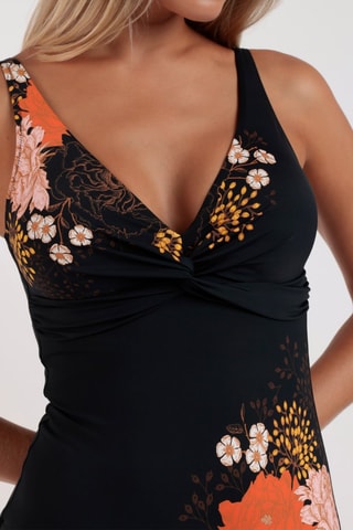 Fato de banho com copas Orientel Flowers - Preto