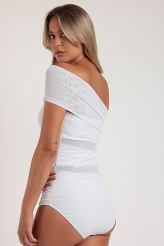 Fato de banho assimétrico com copas Night - Branco