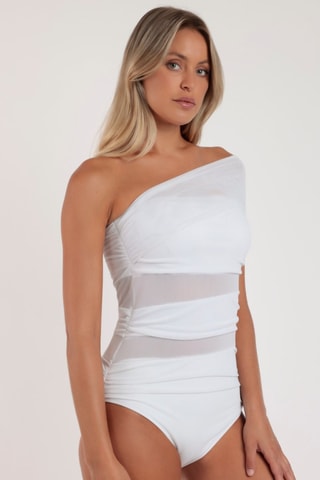 Fato de banho assimétrico com copas Night - Branco