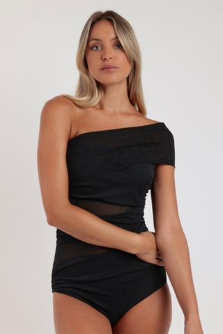Fato de banho assimétrico com copas Night - Preto