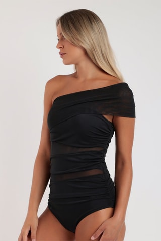 Fato de banho assimétrico com copas Night - Preto