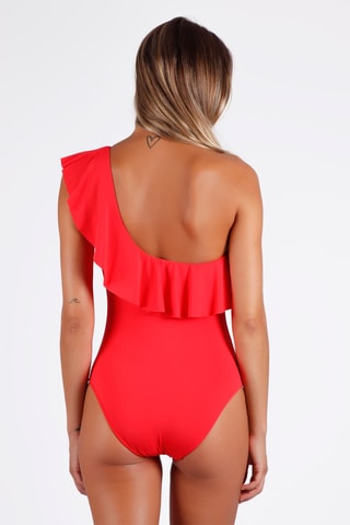 Fato de banho assimétrico com copas Vermelho