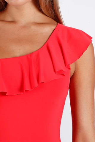 Fato de banho assimétrico com copas Vermelho