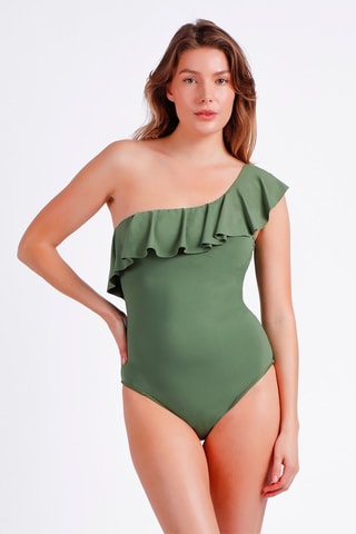 Fato de banho assimétrico com copas Caqui