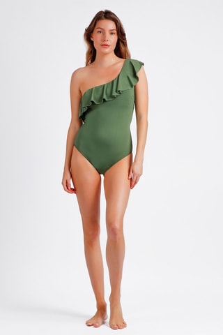 Fato de banho assimétrico com copas Caqui