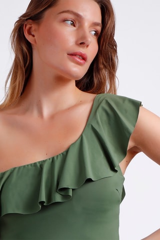 Fato de banho assimétrico com copas Caqui