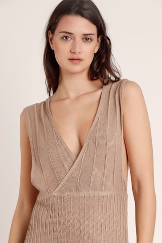 Robe longue sans manches - Beige