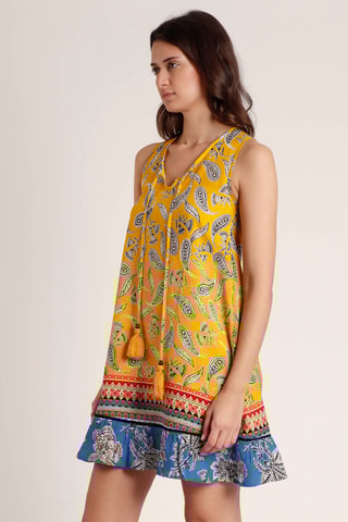 Abito con volant - 
Giallo e blu