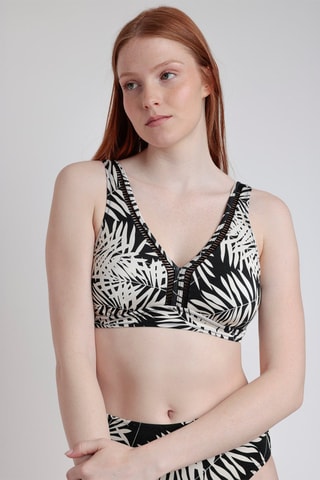 Bikini con coppe a vita alta Leaves - Nero