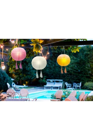 3 lampions solaires LED Shangri La - Blanc, orange et rose - 3 x 1 W