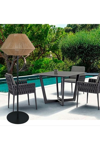 Lampadaire sans fil LED Darson - Noir et naturel