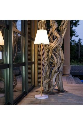 Lampadaire sur pied en bois rechargeable Standy Wood Solar - Naturel et blanc - 6,4 W