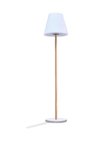 Lampadaire sur pied en bois rechargeable Standy Wood Solar - Naturel et blanc - 6,4 W