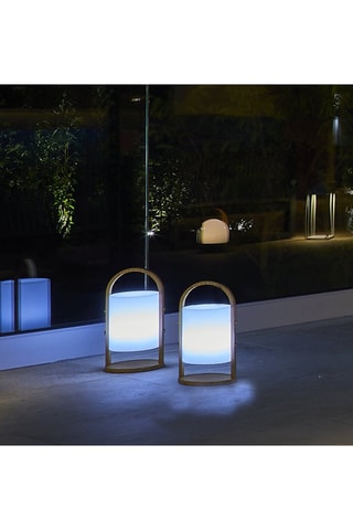 2 lanternes LED en bois Woody - Beige