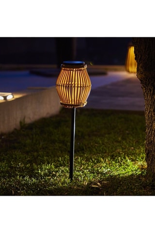 Balise solaire LED Silvina - Imitation rotin et noir