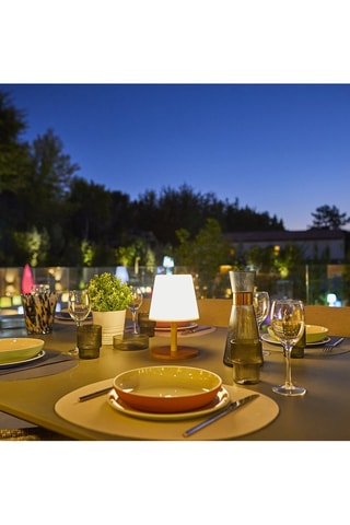 Lampe LED Standy Mini Wood Solar - Marron et blanc