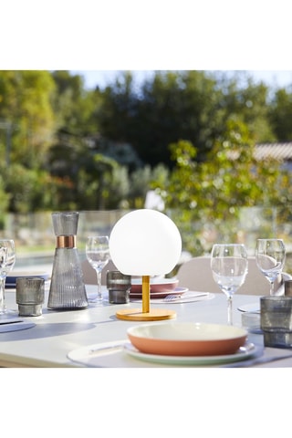 Lampe sans fil en bambou Luny - Blanc et naturel