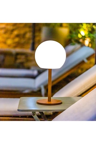 Lampe sans fil en bambou Luny - Blanc et naturel