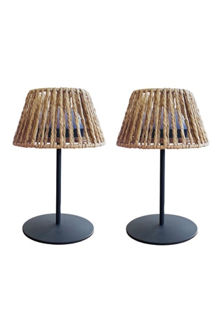 2 lampes de table solaires LED Twins Raffy - Noir et naturel