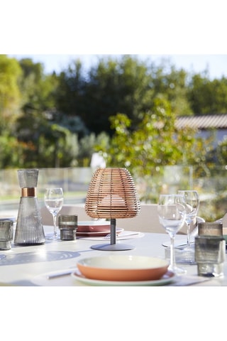 Lampe de table sans fil LED en rotin - Marron