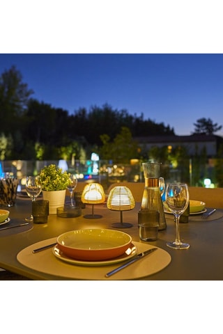 2 lampes de table sans fil LED Twins Bohème - Noir et marron