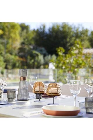 2 lampes de table sans fil LED Twins Bohème - Noir et marron