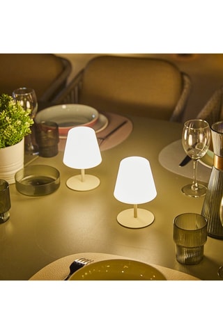 2 lampes de table sans fil LED Twins Bohème - Beige et crème