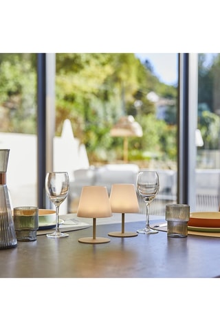 2 lampes de table sans fil LED Twins Bohème - Beige et crème